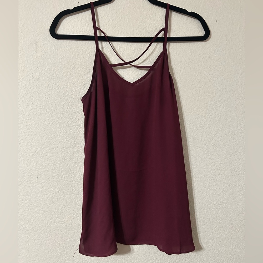 Krazy Kat Maroon Tank with Strap Detail on Back